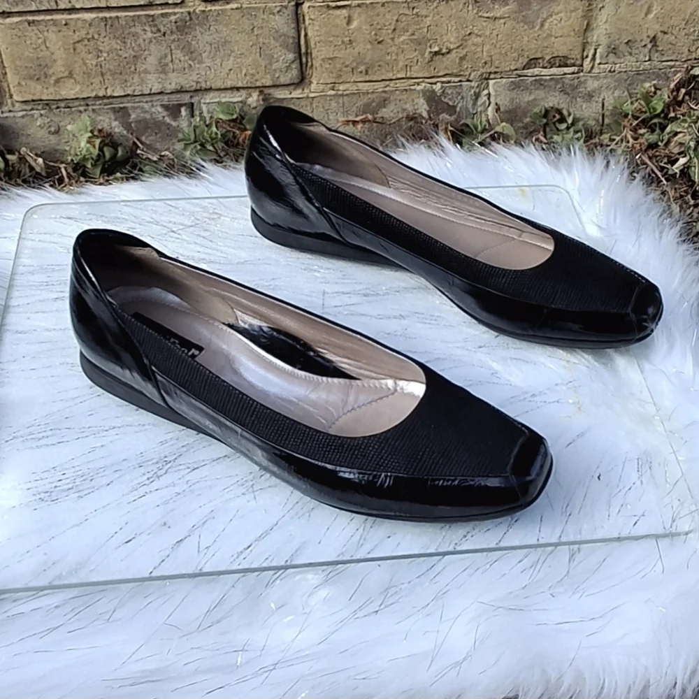 BeautiFeel Shoes Patent Cap Toe Leather Black Slip-on Heel Loafers Size 41/10 - Picture 8 of 16